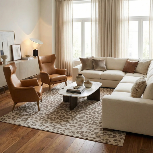 Tan Bonhill Leopard Print Area Rug beige, Boutique Rugs on Tampa Home & Garden Store