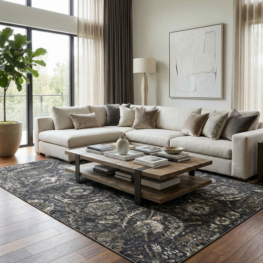 Georgiana Charcoal Area Rug with Persian design by Boutique Rugs on Tampa Home & Garden Store