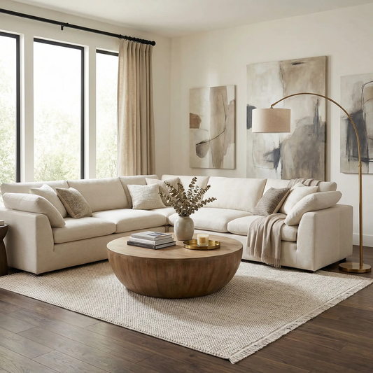 Gowan Beige Area Rug by Boutique Rugs beige textured weave with fringe on Tampa Home & Garden Store
