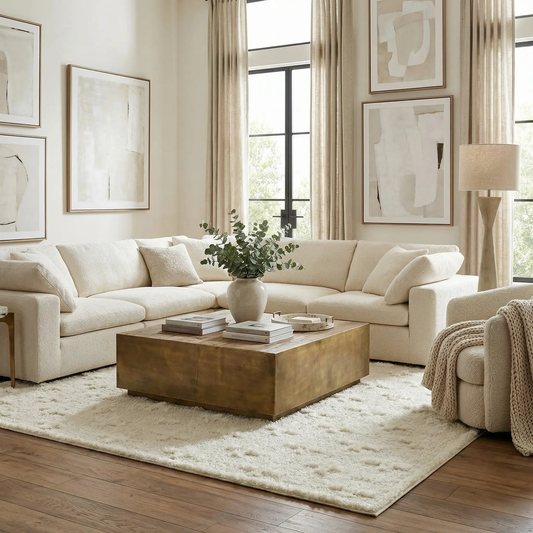 Satu Cream Area Rug machine-woven polyester in soft beige tones on Tampa Home & Garden Store