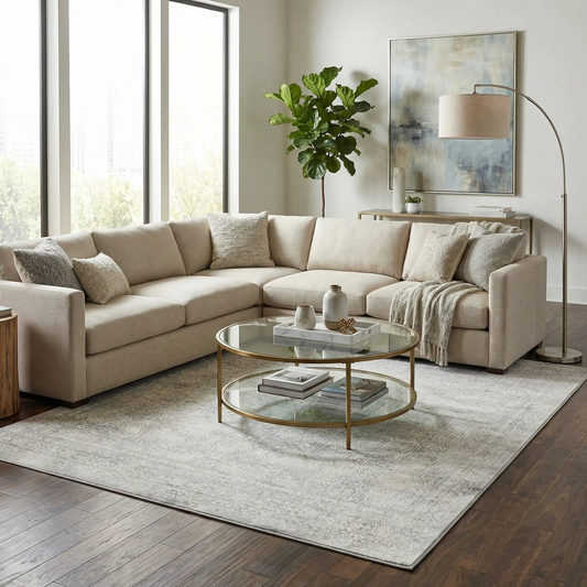Michie Gray Area Rug from Glyncorrwg Collection, light gray with subtle pattern on Tampa Home & Garden Store