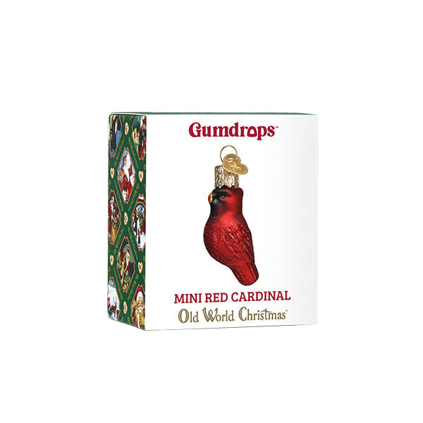 Adorno de cristal con forma de cardenal en miniatura Gumdrop