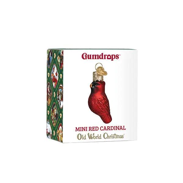 Gumdrop Mini Red Cardinal glass ornament red cardinal on white packaging Gumdrops on Tampa Home & Garden Store