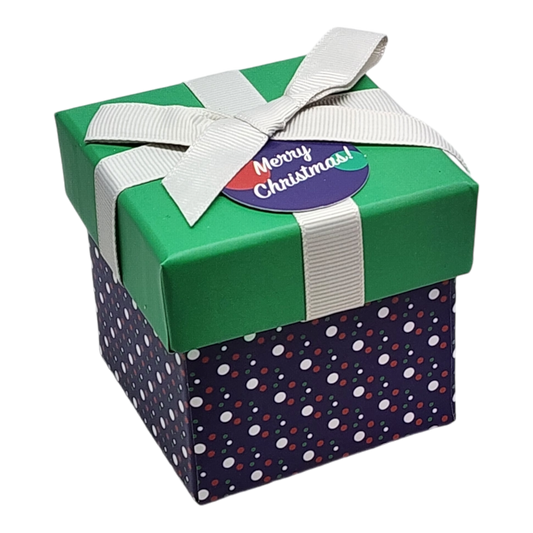 Gift Box Cube 3in for Gift Cards, Dots pattern with green lid and white ribbon on Tampa Home & Garden Store