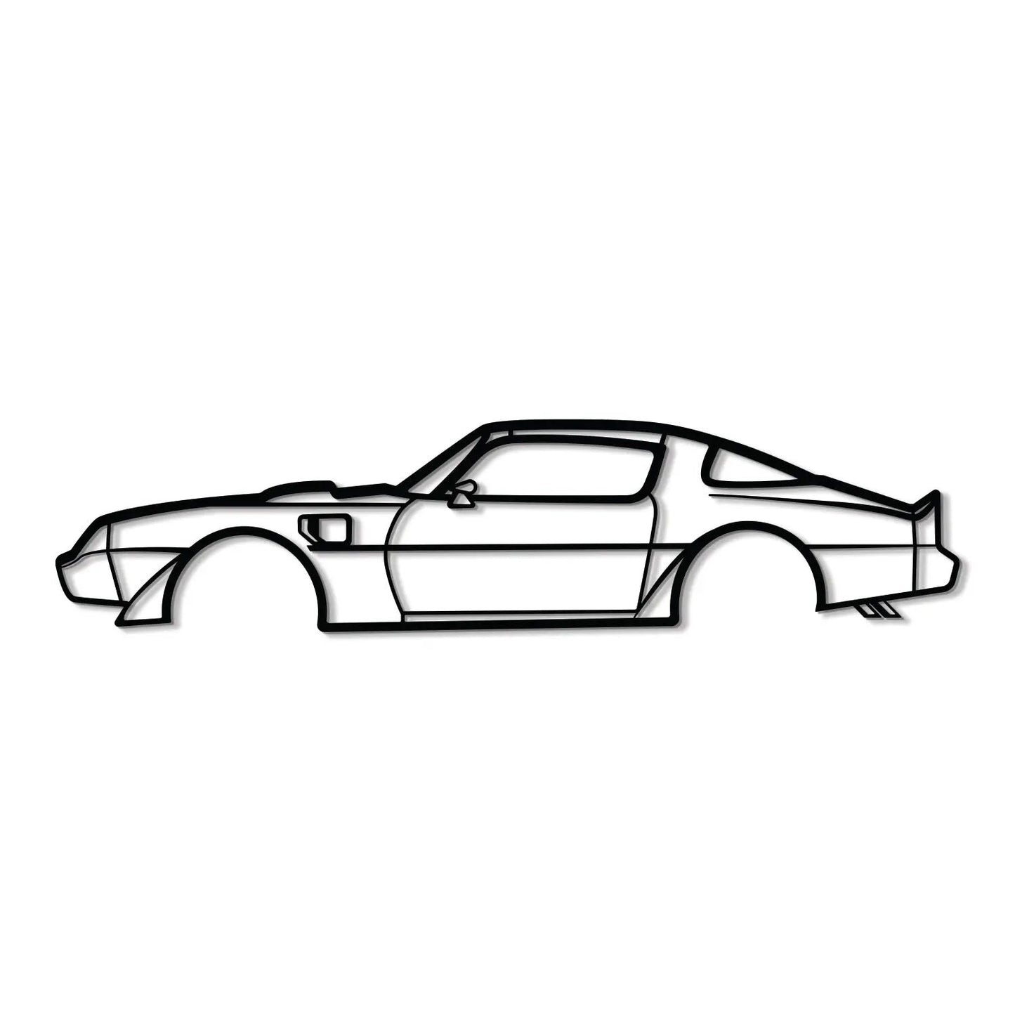 1979 Trans Am metal wall art silhouette by Modello Turbo, black line drawing on Tampa Home & Garden Store