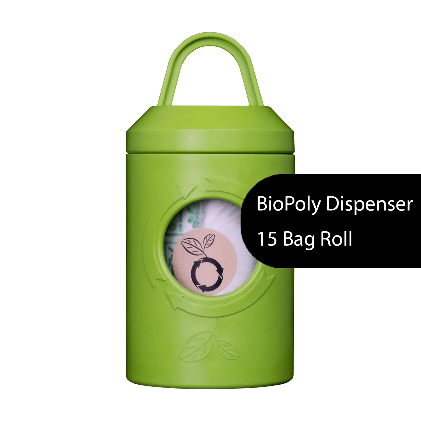 BeyondGREEN Dog Poop Bag Clip-On Dispenser green, clip-on lid fits standard BioPoly rolls on Tampa Home & Garden Store