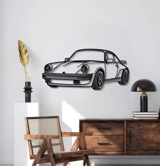 Porsche 911 930 metal wall art in black line drawing by Modello Turbo on Tampa Home & Garden Store