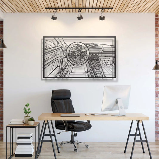 911 GT3 992 Driver Cockpit wall art in a black metal frame by Modello Turbo on Tampa Home and Garden Store
