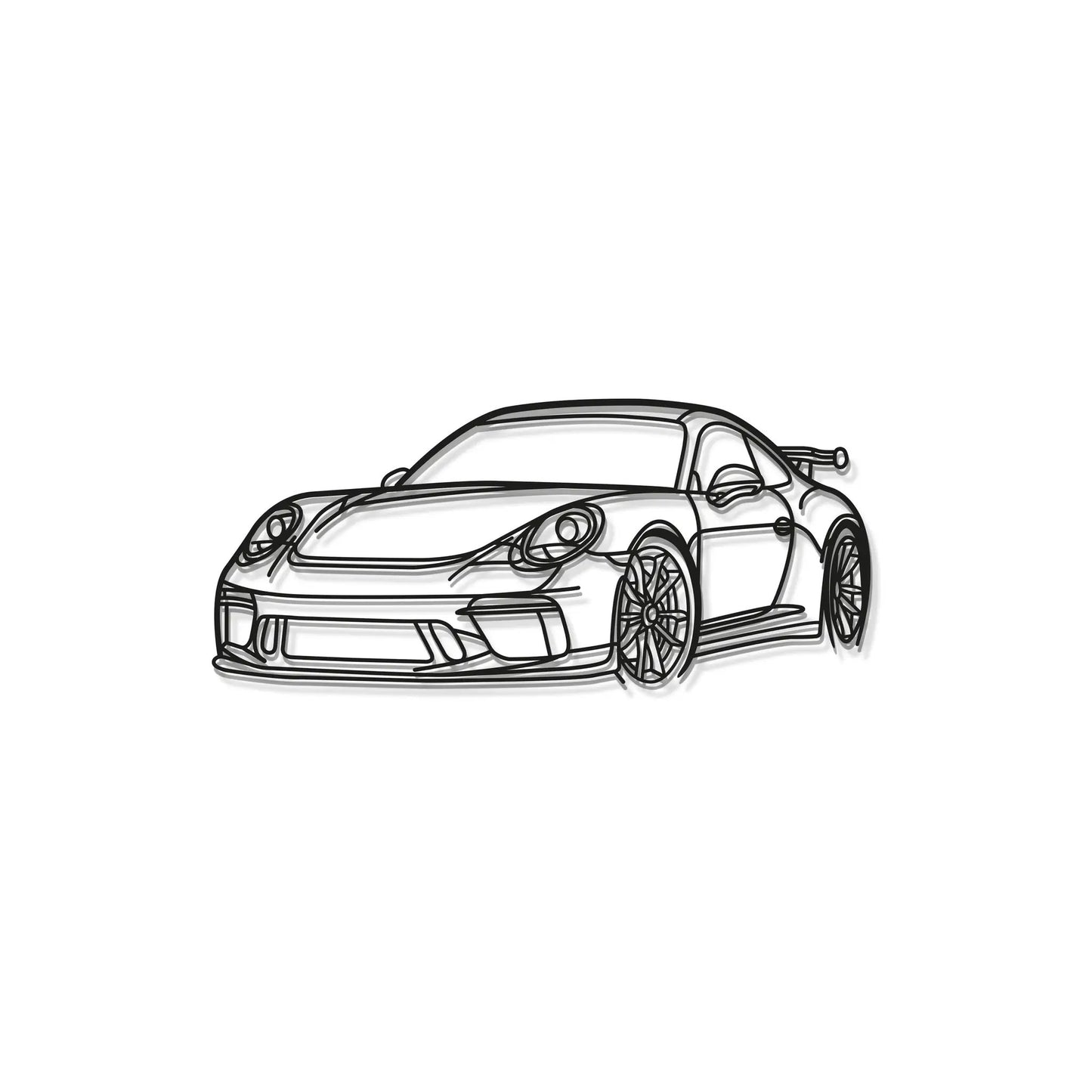 911 GT3 Model 991 perspective metal wall art sketch in black lines on Tampa Home & Garden Store