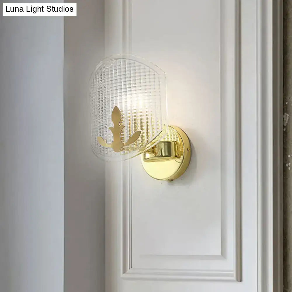 Gold lattice glass wall sconce with fleur-de-lis accent and brass mount Decorbites on Tampa Home & Garden Store