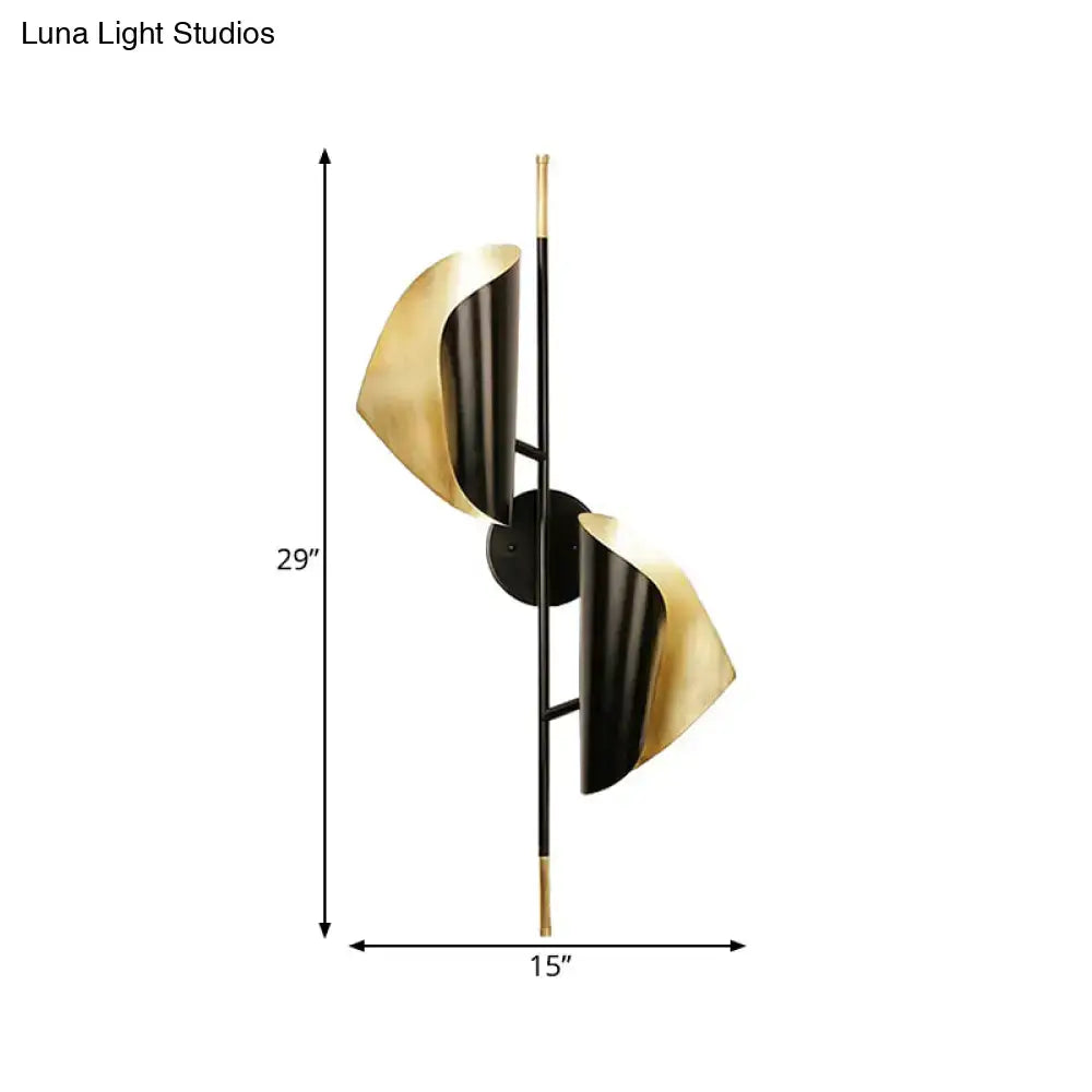Black Gold Ribbed Leaf Wall Light by Decorbites with twin black and gold leaves on Tampa Home & Garden Store