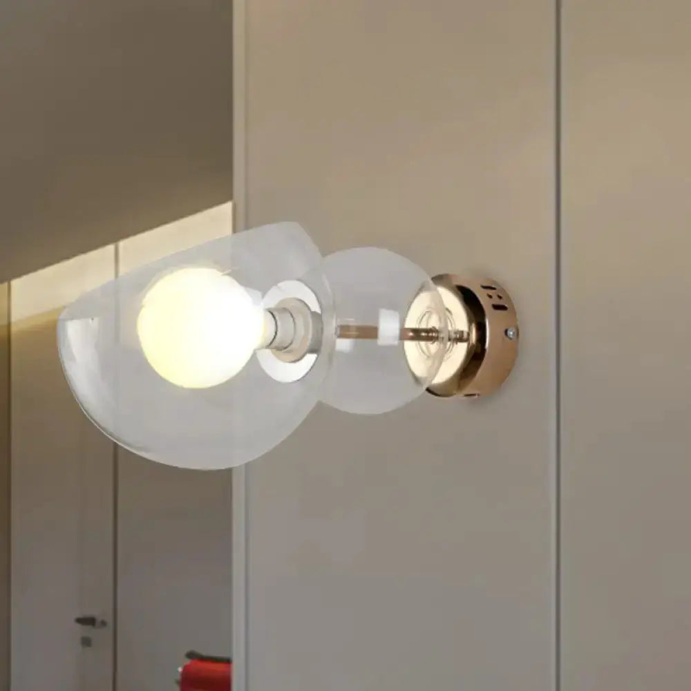 Modern Brass Amber Glass Wall Lamp Sconce Light