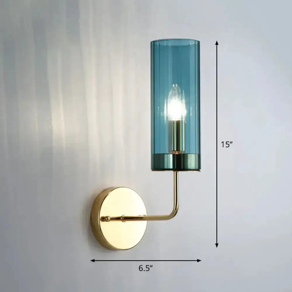 Postmodern Brass Finish Smoked Glass Wall Sconce