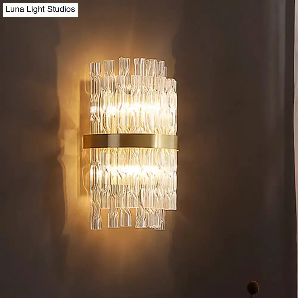 Postmodern crystal rod brass wall light fixture with clear glass prisms Decorbites on Tampa Home & Garden Store