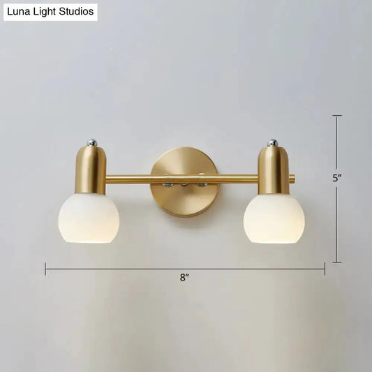 Milk Glass Vanity Light Brass Wall Lamp by Decorbites, double globe shades, brass finish on Tampa Home & Garden Store