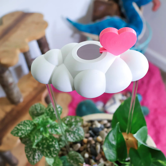 Dripping Rain Cloud watering spike with pink heart charm by The Cloud Makers on Tampa Home & Garden Store