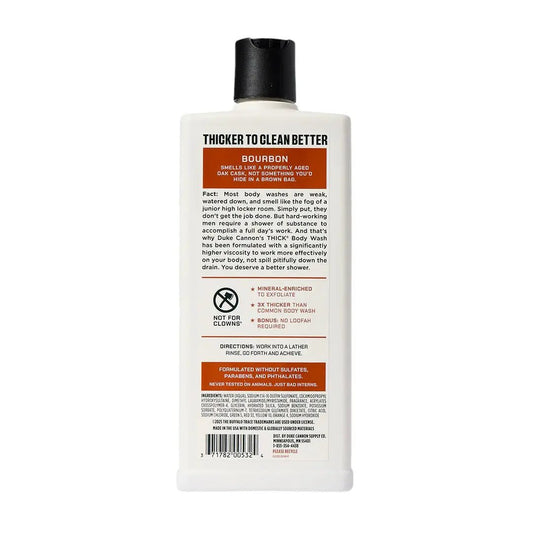 White Duke Cannon Thick Body Wash Buffalo Trace Bourbon bottle with black cap on Tampa Home & Garden Store
