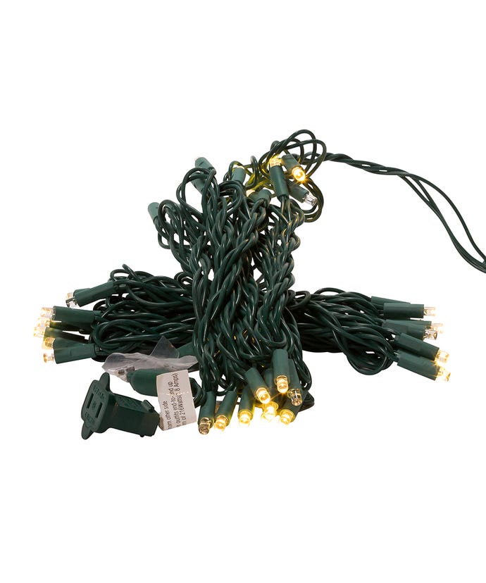 Ensemble de 50 LED blanc chaud scintillantes de 5 mm avec fil vert