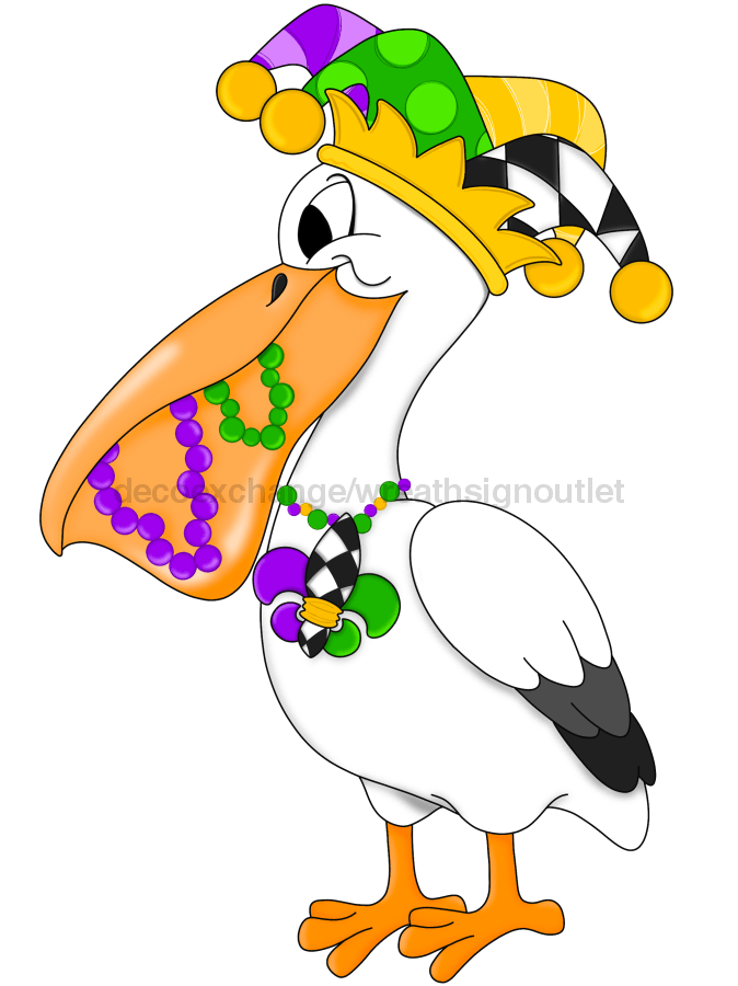 Pre-Order: Mardi Gras Sign, Pelican Sign, Jester Sign, Louisiana Sign, wood sign, CR-W-098-DH, 22" Door Hanger