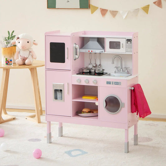 Pink pretend play kitchen set for kids with 16-piece accessories DirectDeals on Tampa Home & Garden Store