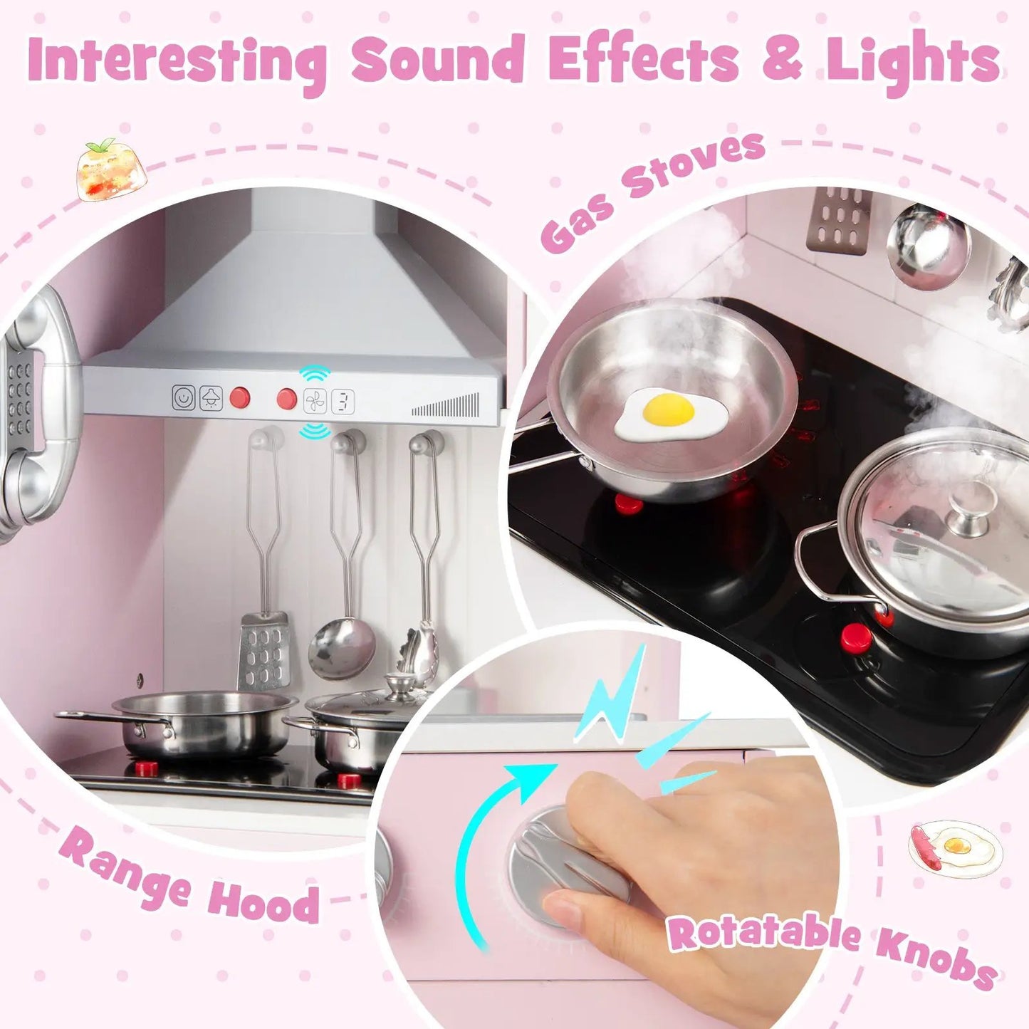 Pretend Play Kitchen Pink with 16-piece accessories for kids includes stove and pots DirectDeals on Tampa Home & Garden Store