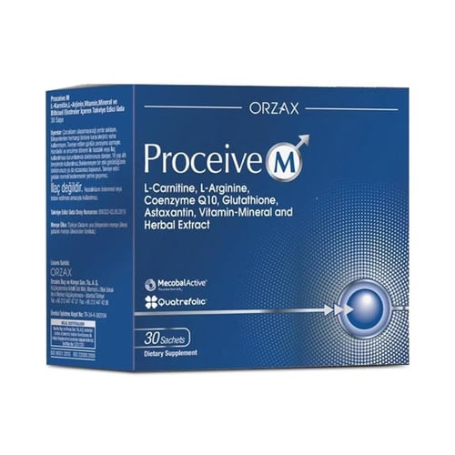 Proceive M 30 Sachets box, blue ORZAX branded vitamin supplement on Tampa Home & Garden Store