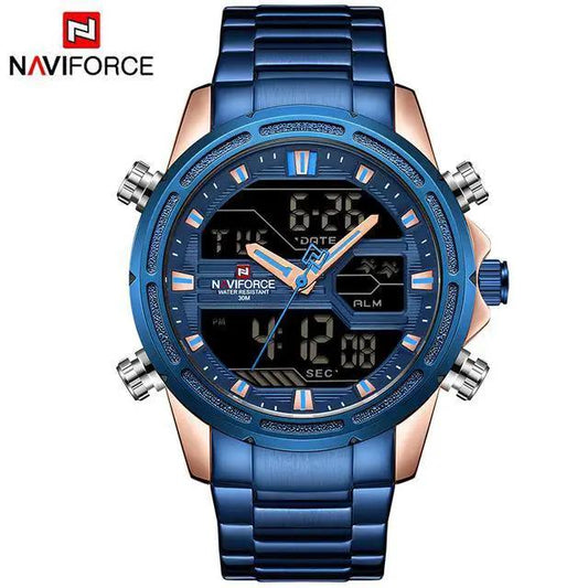 Naviforce ST1N1210MMF men's blue stainless steel analog-digital multifunction watch on Tampa Home & Garden Store