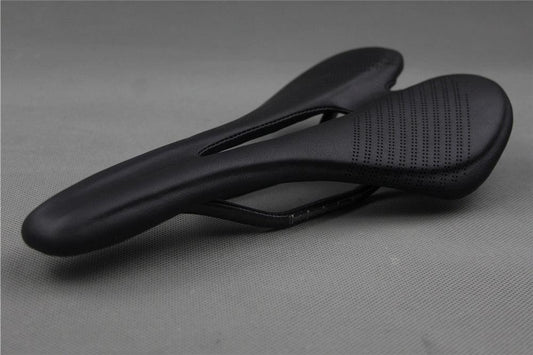 Stevvex black wide bicycle saddle with perforated top and rails on Tampa Home & Garden Store