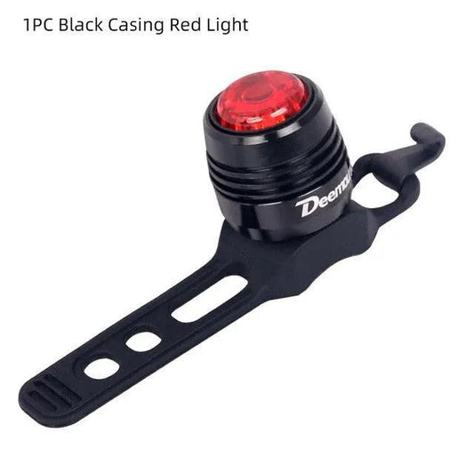 Stevvex bicycle rear light with red LED lens on adjustable black strap mount on Tampa Home & Garden Store
