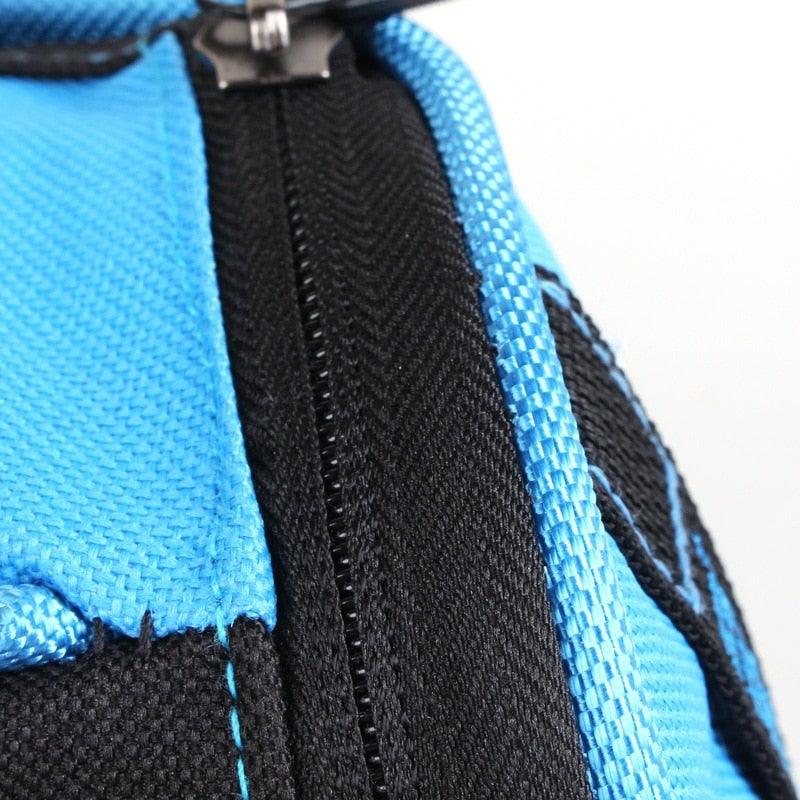 Blue and black bike saddle bag with zipper for under-seat storage on Tampa Home & Garden Store
