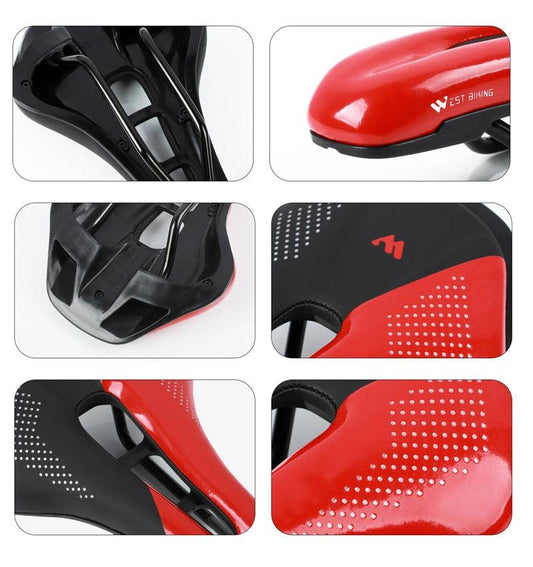 Stevvex leather bicycle saddle for mountain and road bikes red black breathable padded seat on Tampa Home & Garden Store