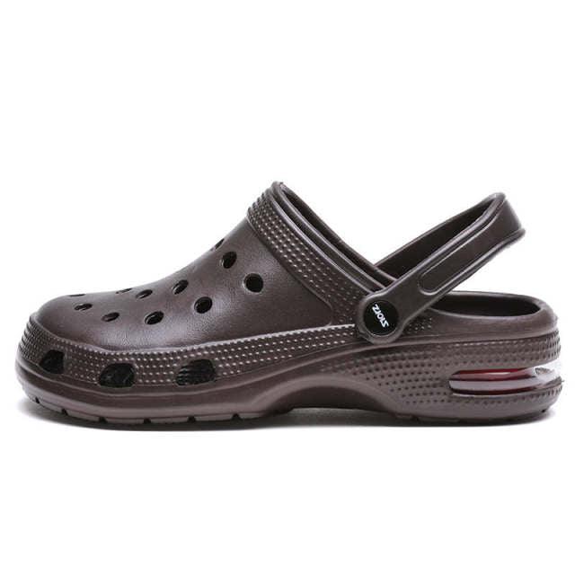 Stevvex unisex garden clogs with perforated brown upper and back strap slip-on outdoor slippers on Tampa Home & Garden Store