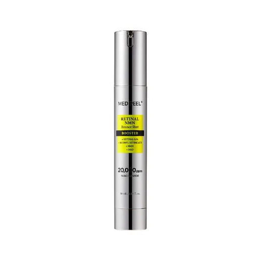 MEDIPEEL Retinal NMN Bounce Shot Booster serum by Seoulia in silver bottle with yellow label on Tampa Home & Garden Store