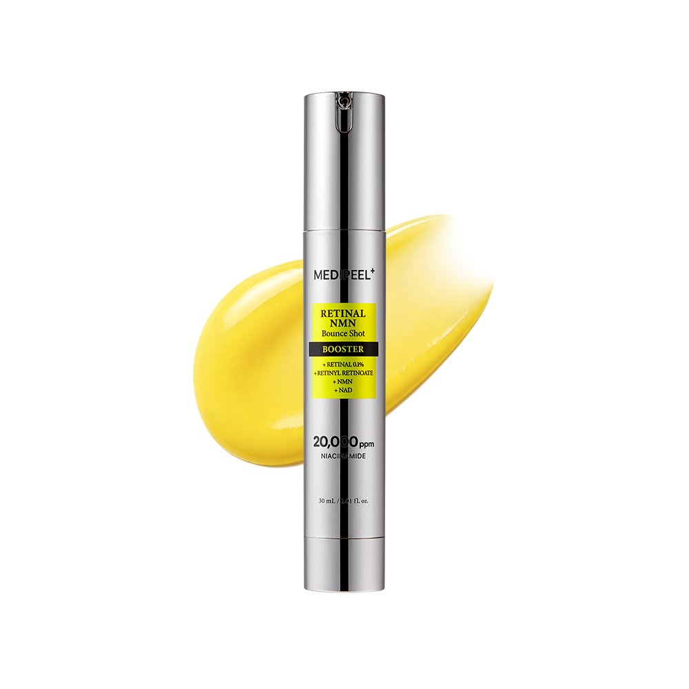 MEDIPEEL Retinal NMN Bounce Shot Booster serum silver bottle with yellow label Seoulia 30 ml on Tampa Home & Garden Store