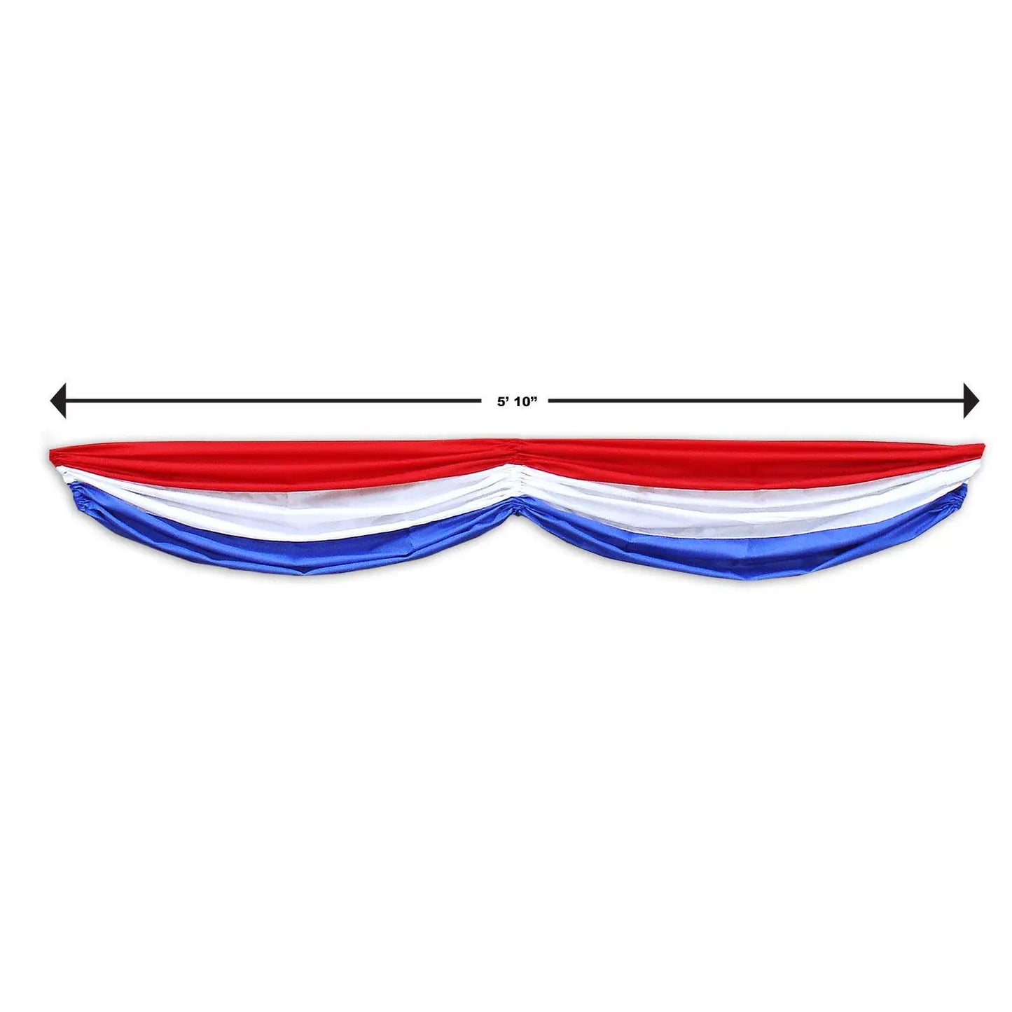 Patriotic Fabric Bunting in red white blue, draped swag, 5'10in long on Tampa Home & Garden Store