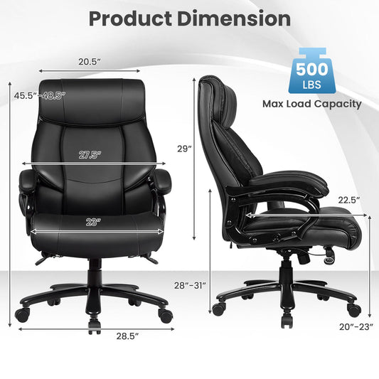 Big & Tall 400lb PU Leather Massage Office Chair-Black - Tampa Home & Garden Store