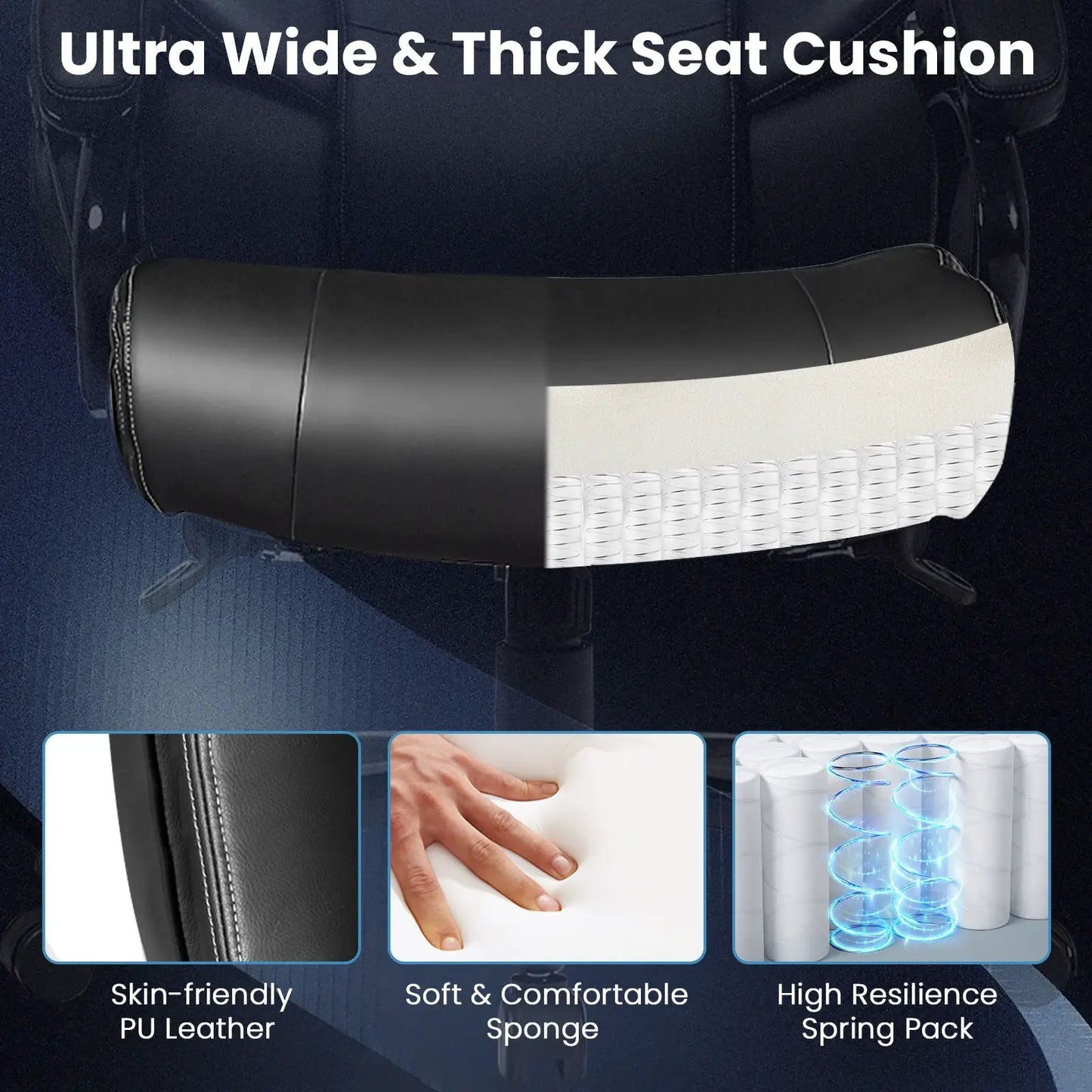 Big and Tall PU Leather Massage Office Chair black on Tampa Home & Garden Store
