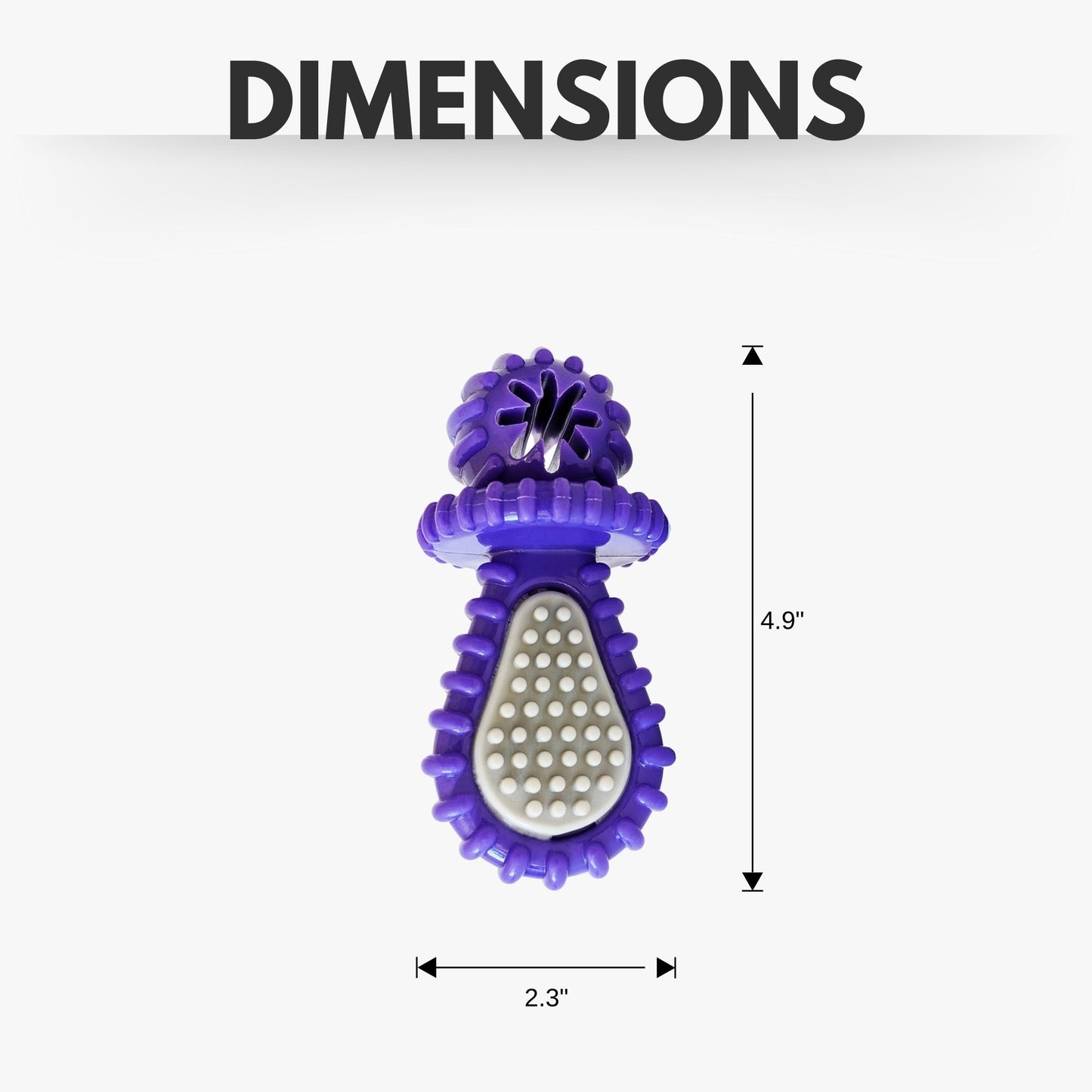 Sucette dentaire en caoutchouc violet pour chien – Nervures, trou pour friandises et conception durable