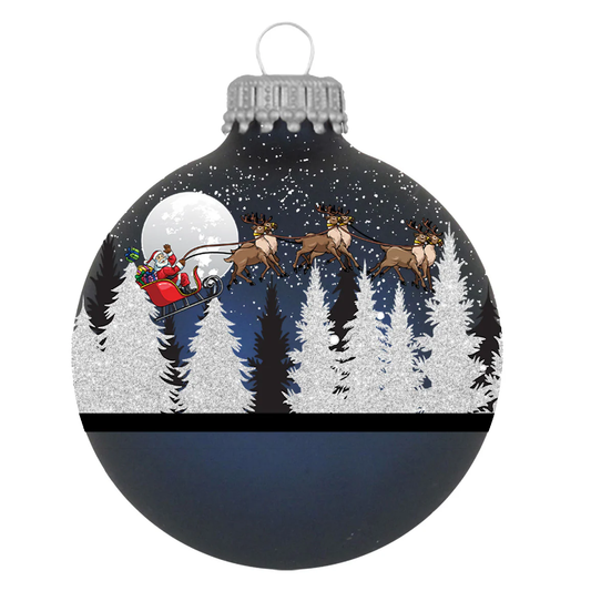 Boule de Noël en velours Midnight Haze de 6,7 cm (2 5/8 po) avec l'esprit de Noël - Ensemble de 4 pièces