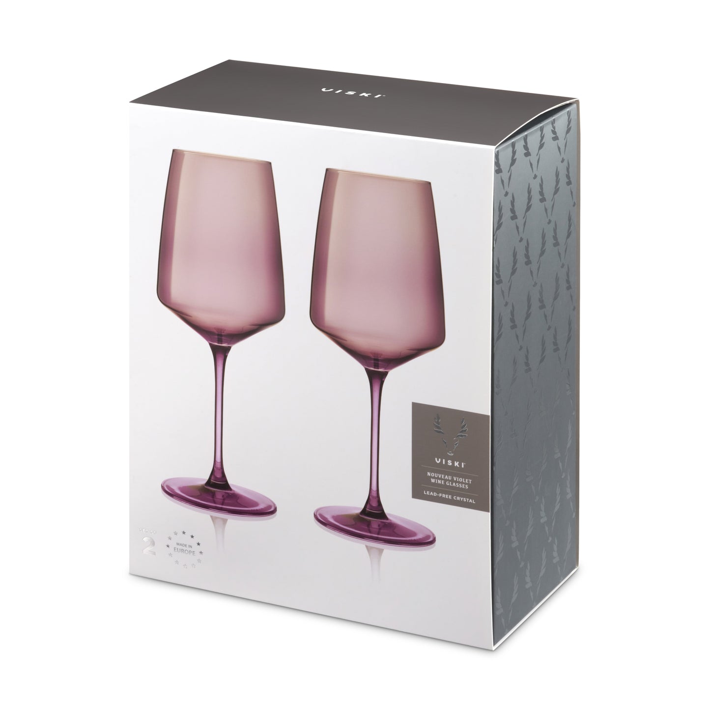 Stemmed Violet Crystal Wine Glasses Set of Two