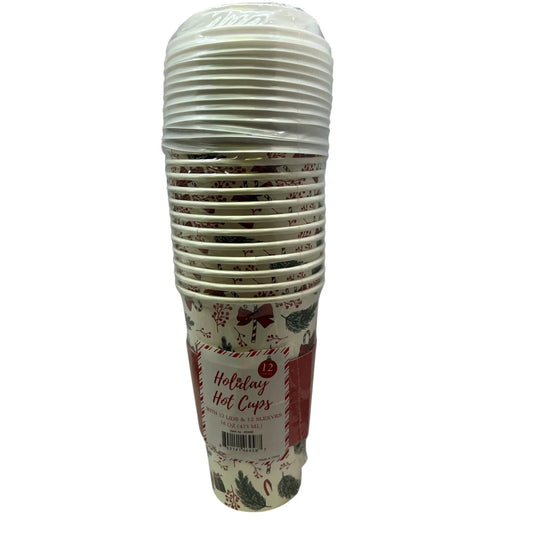 Holiday hot cups by The Country Christmas Loft, disposable 12 oz red/green pattern on Tampa Home & Garden Store