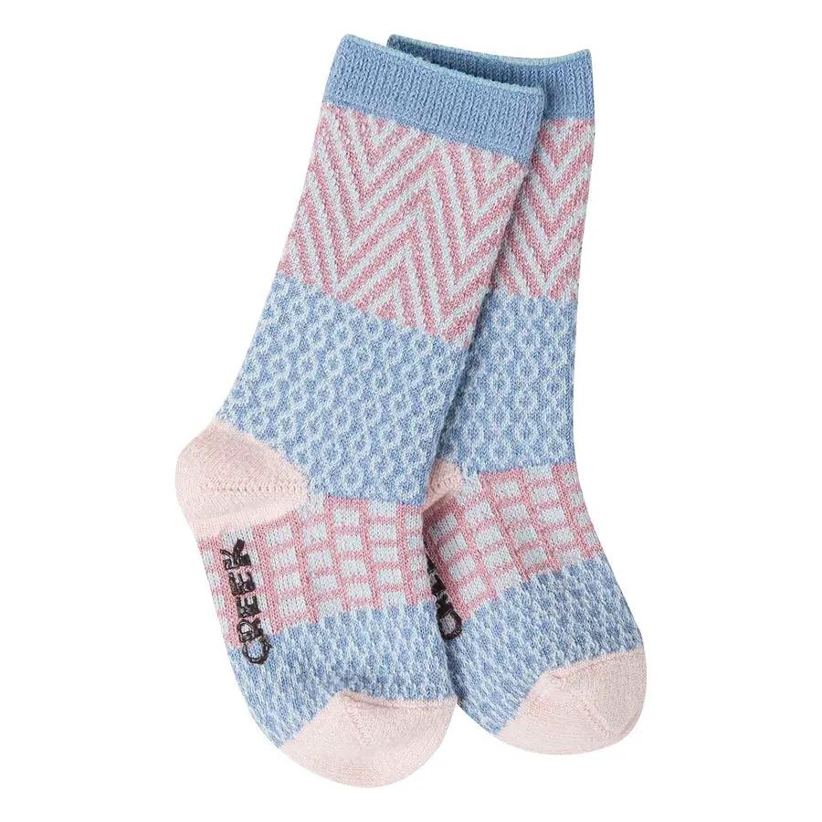 Mouse Creek Gallery Crew Socks infant 12-24 months blue pink pattern The Country Christmas Loft on Tampa Home & Garden Store