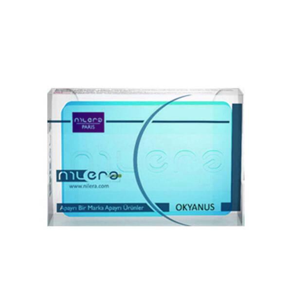 Glycerin soap Okyanus exfoliator by Nilera Paris in blue packaging on Tampa Home & Garden Store