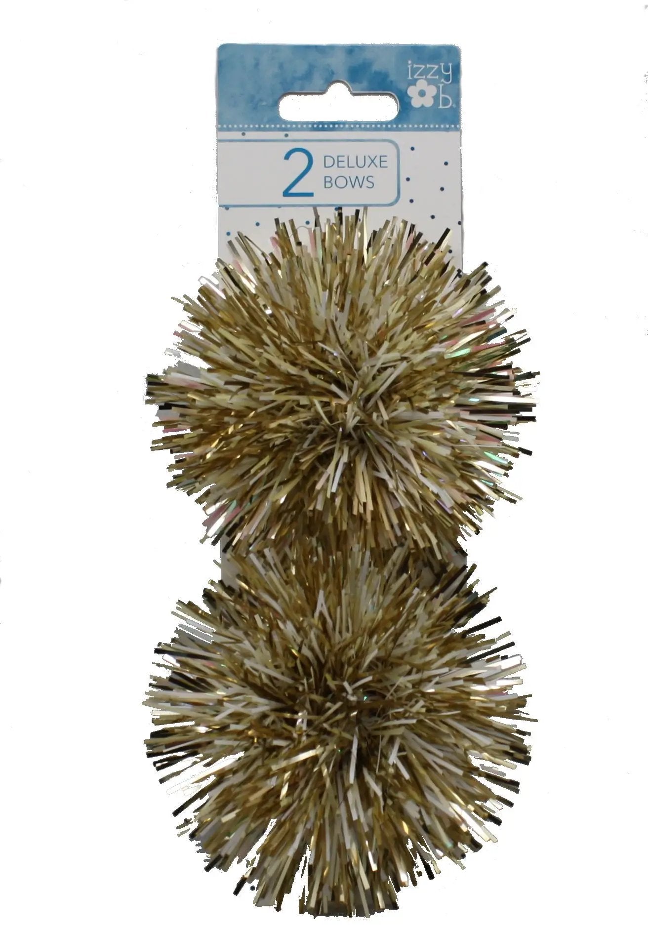 Firework Bow 2-Pack gold white silver tinsel gift wrap bows by The Country Christmas Loft on Tampa Home & Garden Store