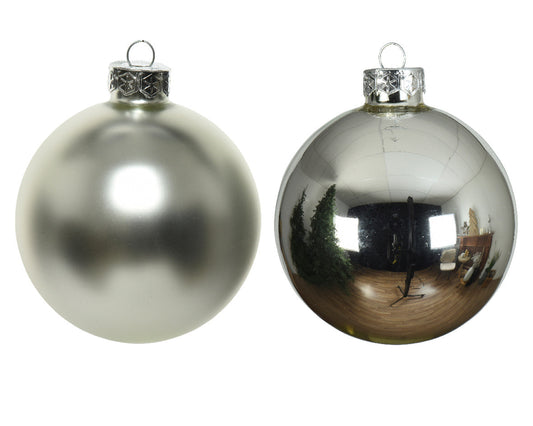 Glass 2.4" Ornaments - 10 piece Set - Elegant Silver - Tampa Home & Garden Store