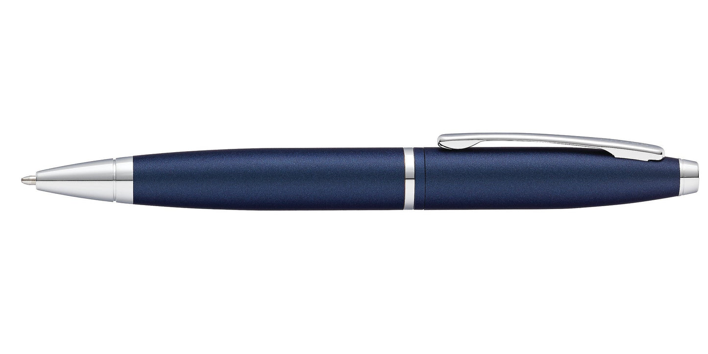 Calais matte midnight blue ballpoint pen by A.T. Cross with silver clip and accents on Tampa Home & Garden Store