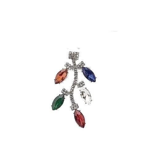 Colorful Christmas Lights Brooch with Crystals, crystal drops on a silver-tone branch on Tampa Home & Garden Store