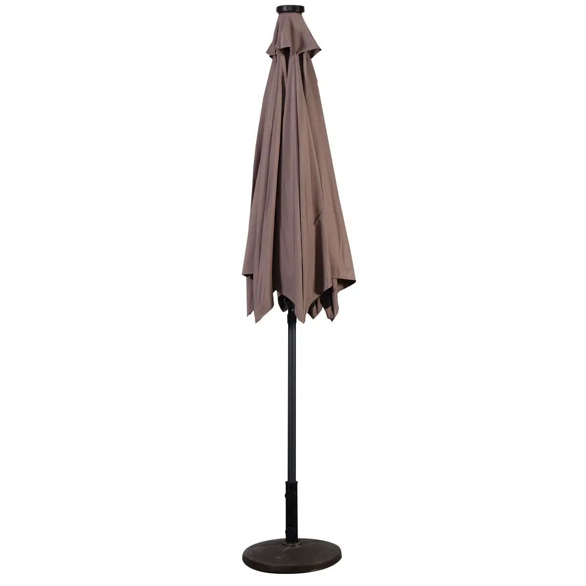 9FT Patio Solar Umbrella LED Patio Market Steel Tilt W/ Crank Outdoor New-Tan - Tampa Home & Garden Store