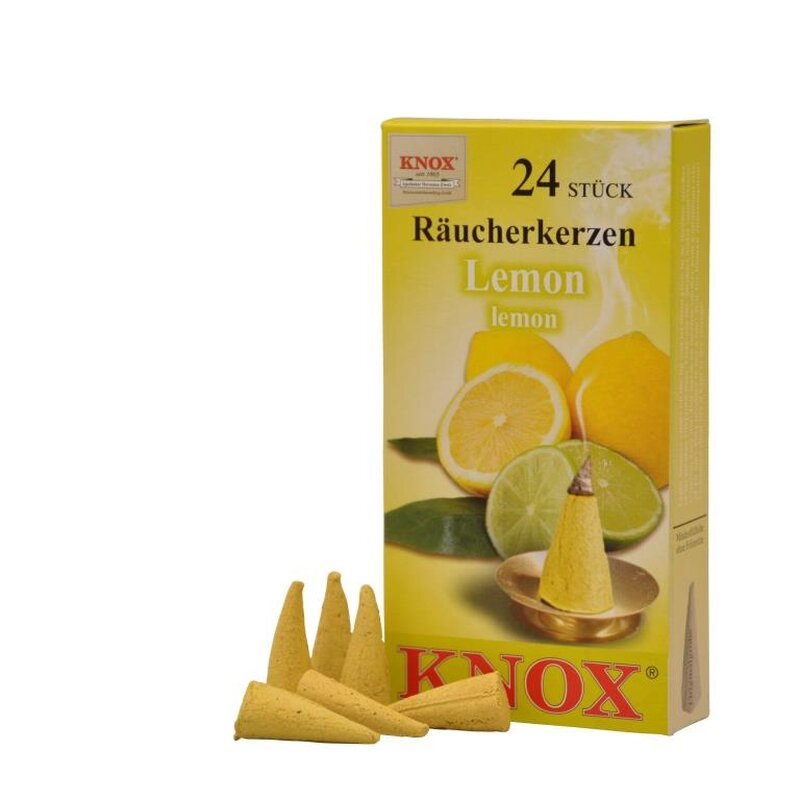 Cônes d'encens parfumés allemands Knox (paquet de 24) - Citron