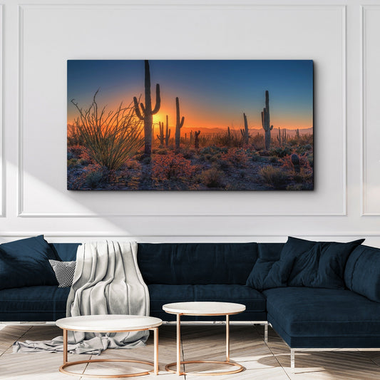 Desert Dusk Canvas Wall Art desert sunset with cactus silhouettes Tailored Canvases on Tampa Home & Garden Store